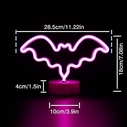 Bat Neon Sinais - Sinal de LED de decoração de quarto. Decoração de casa de bateria USB Lâmpada de mesa
