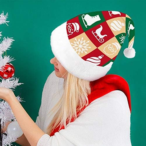 Chapéu de Papai Noel de Natal, Feliz Natal Padrão de Natal Chapéu de Férias de Natal Para Adultos, Unisex