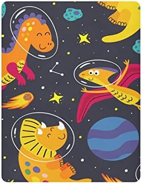 Dinossauros amigáveis ​​de Alaza em lençóis de berço espacial FOLHO DE BASHINET para meninos bebês bebês criança, tamanho padrão 52 x 28 polegadas