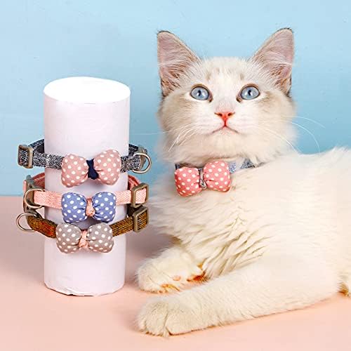 Colar de gato com gravata borboleta, colar de gatinho para gatinhos para cães pequenos e gatos de segurança de segurança
