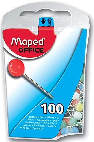 Hélice mapa dos pinos de mapa nos casos de dispensador, cores variadas, pacote de 100