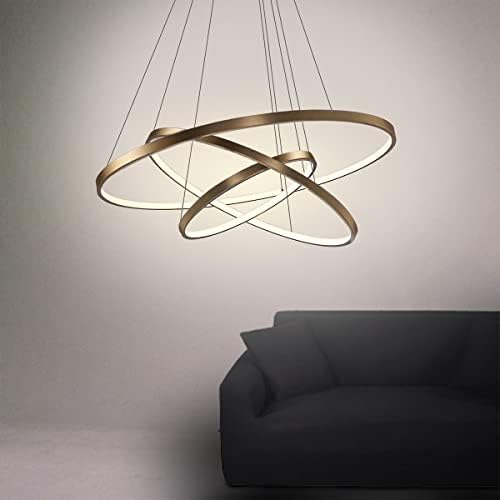 LightIntheBox Modern Led Gold Candelier de 3 anel lustre de anel Luz de teto circular de jantar