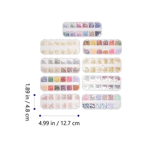 Kallory Nails Acessórios da tecnologia da unha 9 caixas de unhas shinestones gems gruds pérolas unhas