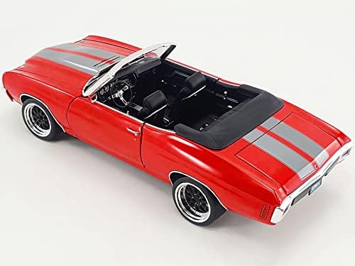 Edição limitada acme 1970 Chevy Chevelle SS Restomod Red conversível com top preto e gunmetal Gray Stripes