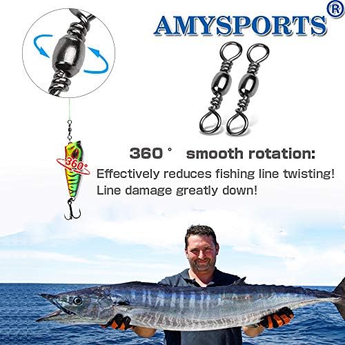 AMYSPORTS de alta resistência Swivels de barril de cano sólido anel de cano giratório de pesca rolamento
