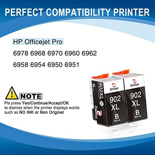 902xl Cartuchos de tinta para impressoras HP, Drnoae compatível com 902xl Substituição preta para HP 902XL