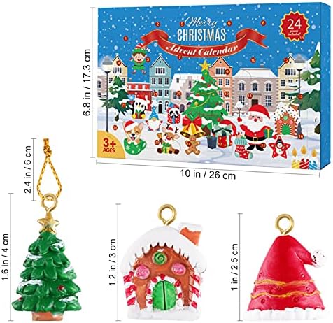 Toyvian 24pcs de Natal do advento do advento Ornamentos pendurados na contagem regressiva para os encantos