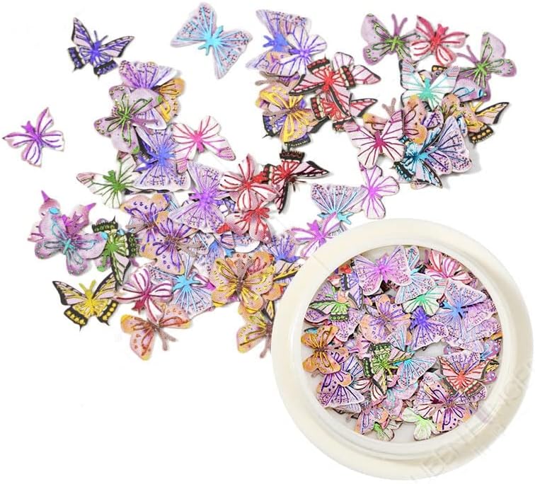 50pcs/caixa 3d lantejoulas de unhas de borboleta Flocos de arte unhas Fatias Diy Charm colorido Manicure Decorações
