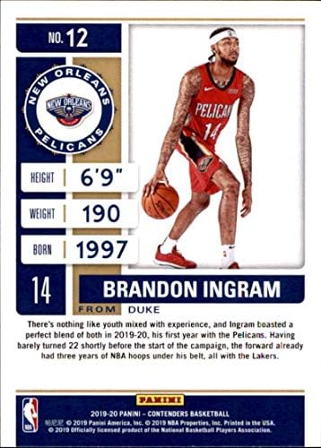 2019-20 Panini Condores Basquete 12 Brandon Ingram New Orleans Pelicans Basketball Card