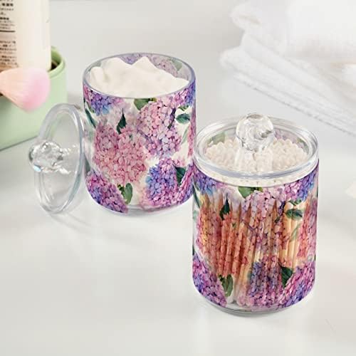 Alaza 4 Pack QTIP Dispensador Vintage Purple Hydrangea Flores de primavera Banelas Organizador de banheiros