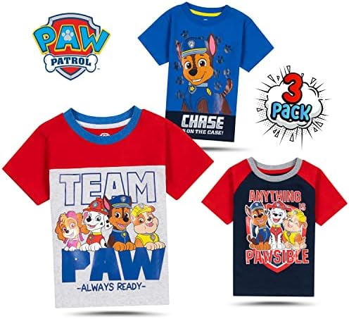 Nickelodeon Pack Paw Patrol, Bob Esponja ou Rugrats 3 Pack Boy's Graphic Tees, camisetas de manga