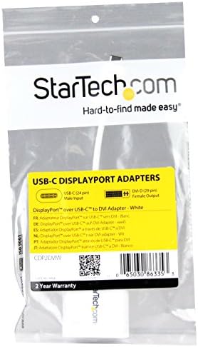 Startech.com USB C para DVI Adaptador - White - 1920x1200 - Conversor de vídeo tipo C Tipo C para o seu DVI