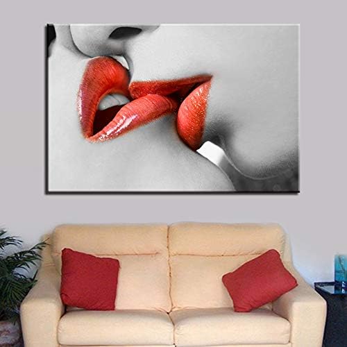 【Morda e apertado】-Spray Pintura Core Modern Modern Fashion Sexy Red Lips Nordic Room Decoração Pintura