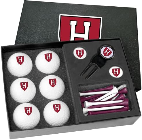 Golfballs.com Classic Harvard Crimson Meia dúzia de presentes com ferramenta de divotos - bolas em branco