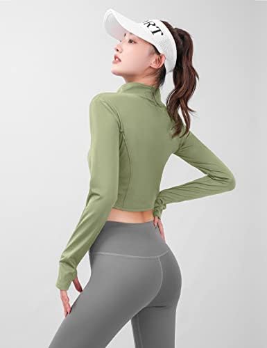 Gacaky Feminino Feminino Athletic Athletic up Up Long Sleeve Crop Workout Running Sports Yoga Jacket