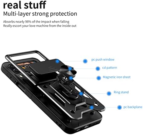 UIOEUA Compatível com a caixa Samsung Galaxy Z Flip 4 com suporte de anel magnético de 360 ​​°, [tampa