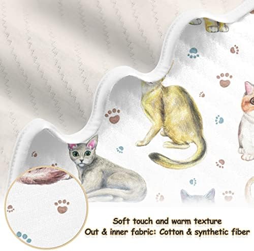 Pegadas de gatos fofos de porcos cobertores de bebê 30 x 40 em cobertores coloridos de impressão de pata de pata de pata para crianças recém -nascidas cobertas de berçário de berçário para carrinho de bebê