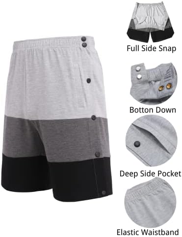Deyeek masculino, shorts laterais laterais colorido shorts atléticos pós -cirurgia Recuperação de calças