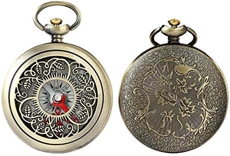 Shzbcdn vintage bronze bússola relógio de bolso design design de navegação de caminhada ao ar livre