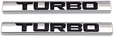Axlezx 2x Chrome Metal Turbo Logo CAR Emblema Premium 3D Sport Badge Auto traseiro traseiro adesivo lateral Decalque 11,2 cm x 1,2 cm x 0,5 cm