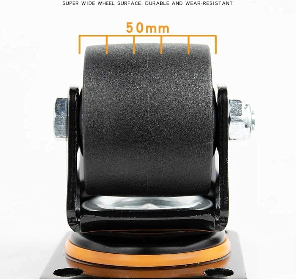 Casters Umky, 75mm de nylon preto de nylon de nylon, um conjunto de 4, carregamento de 2000 kg, lançador de transporte de equipamentos grandes industriais, lançador giratório de reposição de móveis com rodas pesadas de freio