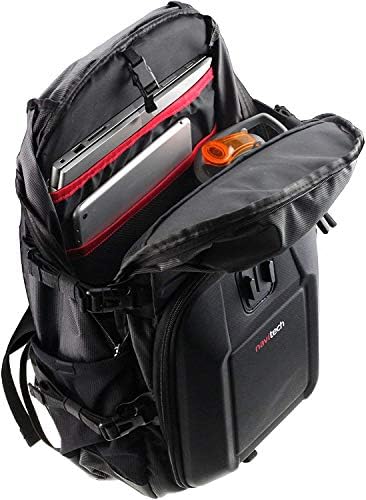 Backpack da câmera de ação da Navitech e estojo de armazenamento azul com cinta de tórax integrada