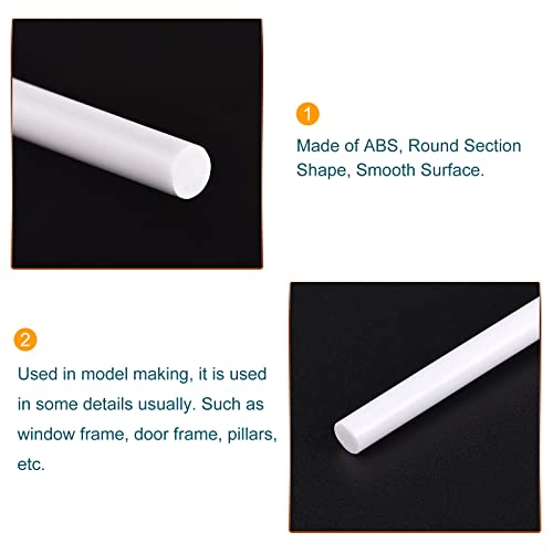 Meccanixity abs plástico haste redonda barra branca sólida 5mmx500mm para material de modelo DIY, fabricação de modelos arquitetônicos, mesa de areia DIY, pacote de 2