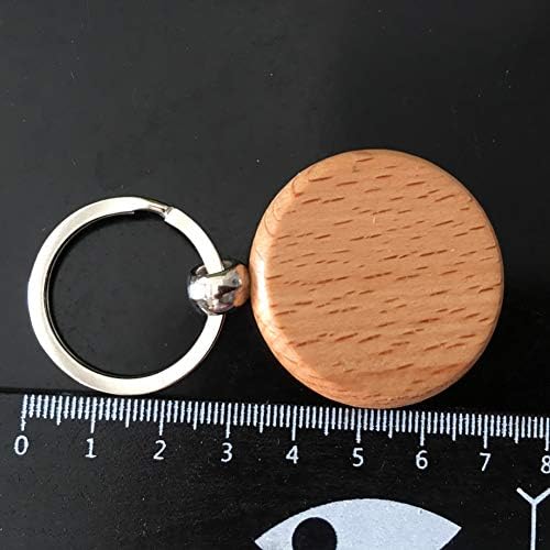CCHUDE 10 PCS Blank Woodchain Tags Tags de cadeia de madeira com anel de chave para artesanato DIY redondo