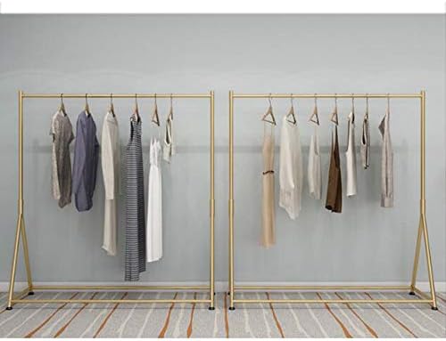 Rail de roupas de piso de ferro, vestes de vestuário simples de moda, loja de roupas para shopping / ouro / 120 × 160 × 40cm