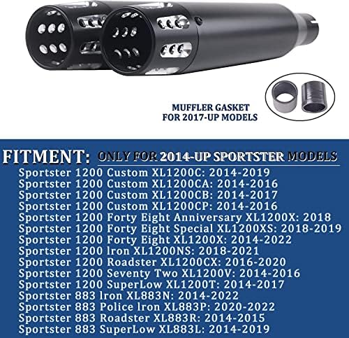 SHARKROAD 3 Black Slip em silenciadores escape para Harley 2014-2023 Iron 883 Exaustão, Sportster 1200
