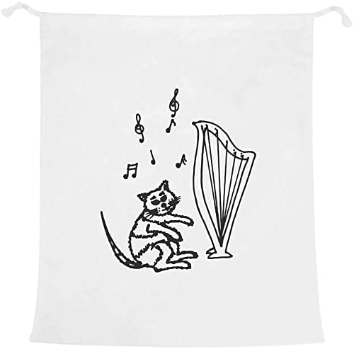 Azeeda 'gato tocando harpa' lavanderia/bolsa de lavagem/armazenamento
