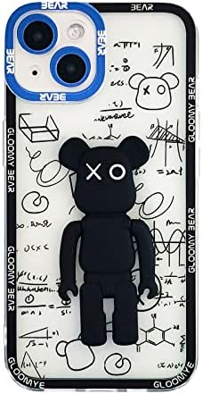 Cool iPhone 14 Case 3D Bear com designer de kickstand para meninos crianças homens, moda de rua Soft Slim TPU