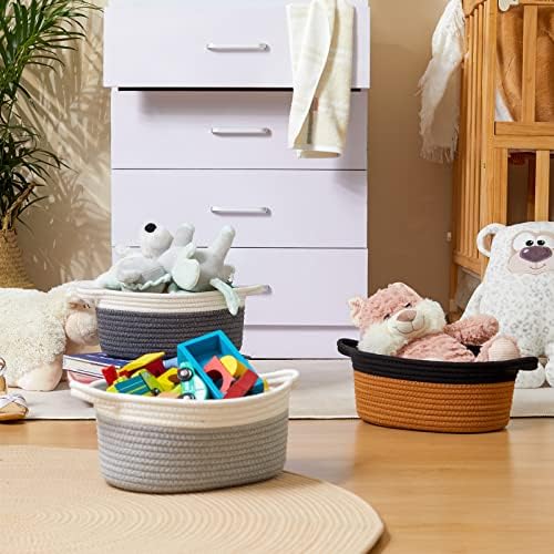 Maison sympa pequena artesanal de cesta de cesta de algodão cesta de brinquedos de bebê e cesta de brinquedos