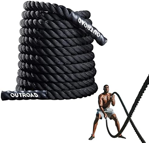 Corda de batalha de Outroad, 1,5 Diâmetro de 30 pés de treino poly dacron treinamento em exercício de exercícios