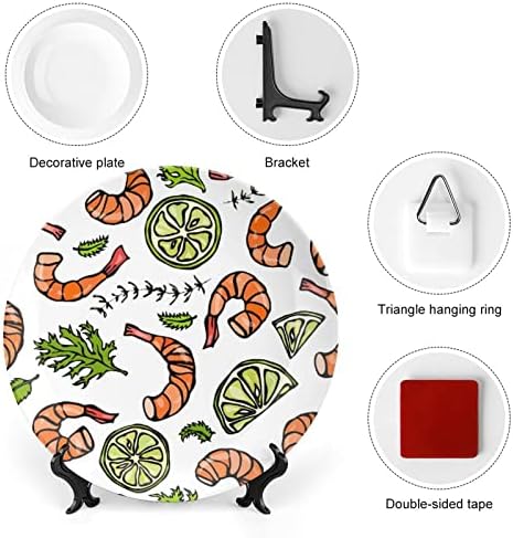 Camarão e camarão engraçado China de placa decorativa Placas de cerâmica redonda Craft With Display