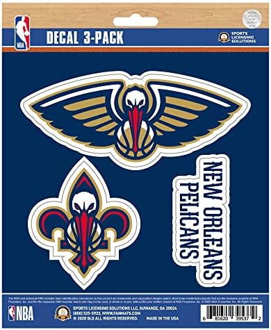 FanMats 63301 New Orleans Pelicans Set 3 peças Conjunto de adesivos