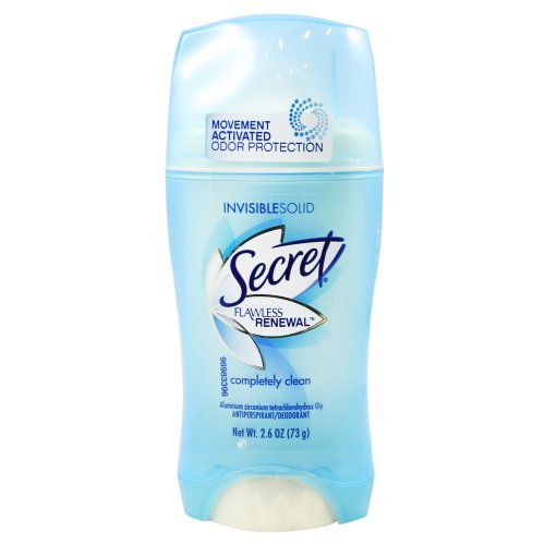 Antiperspirante/desodorante sem falhas secretas, sólido invisível, completamente limpo, 2,6 onças.