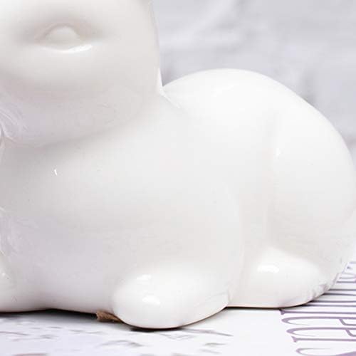 Homoyoyo 1pcs Bunny Cerâmica estatuetas, Páscoa de Páscoa Branca Estátua Rabit Ornamento Porcelana