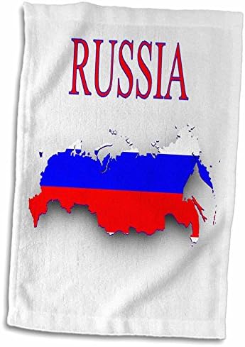 Imagem 3drose do mapa da Rússia em cores de bandeira com nome de país - toalhas