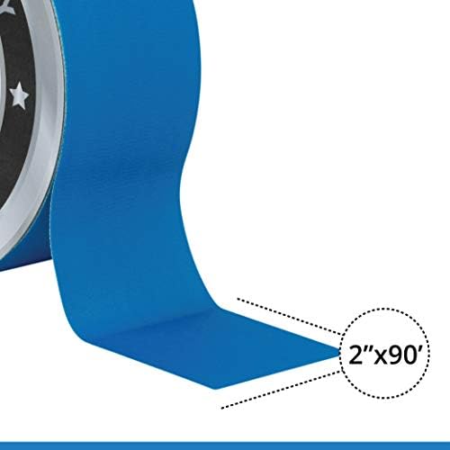 Gaffers azuis Fita fita adesiva de 2 polegadas por 90 pés Fita de pano pesado-fita de gaff não reflexiva, resistente à água e sem resíduos para uso interno e externo, fita de pano versátil e multiuso