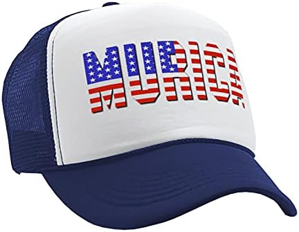 ENGERAÇÃO MEAIS - MURICA - Quarto de julho EUA America Patriot - Vintage Retro Style Trucker Cap Hat