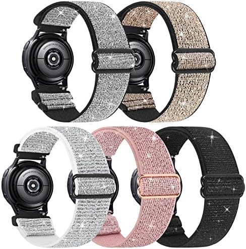 5 pacote de nylon elástico bandas compatíveis com samsung galaxy watch ativo 2 bandas 40mm 44mm/galáxia Relógio 3 41 mm/galáxia Relógio 42mm/engrenagem s2/galáxia Relógio 4/Galaxy relógio 5 tecidos 20mm pulseira gfw