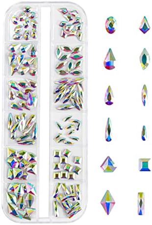 BEADSLAND 120pcs Multi -Shapes Crystal Ab Flatback Kit
