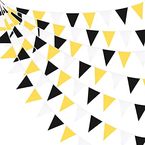 32 pés amarelo preto branco Banner Banner Triângulo Triângulo Bating Bunting Garland para abelhas festas de