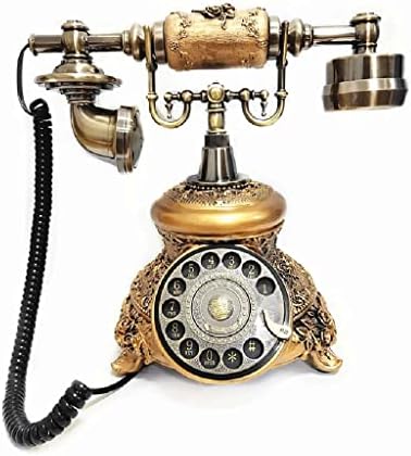 Lhlllhl Antique telefone de fio dourado Retro Retro vintage Dial rotativo Phone telefon