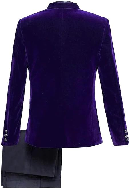 Men's 2 peças serve a veludo blazer shawl lapela smokt smoker slim fit stylish （calça de jaqueta）