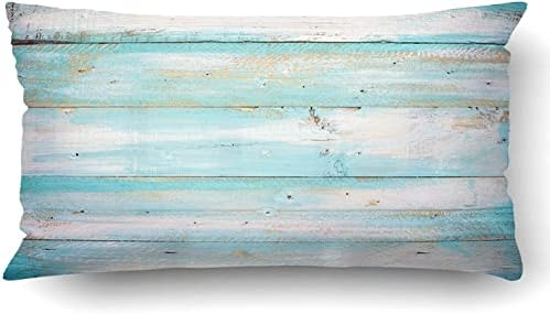 Cascas de travesseiro de emvency Praia decorativa de praia vintage Plank de madeira azul azul em massa com