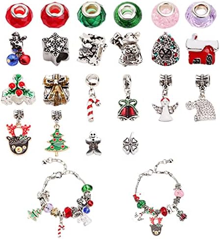 Calendário do advento de Natal Xiaoling, conjunto de pulseiras de charme de contagem regressiva de 24 dias,