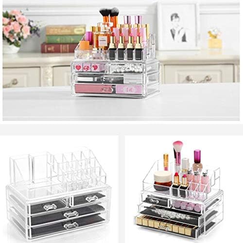 Wionc Transparent Cosmetic Storage Box Organizador de maquiagem Rominamento dupla maquiagem Brush