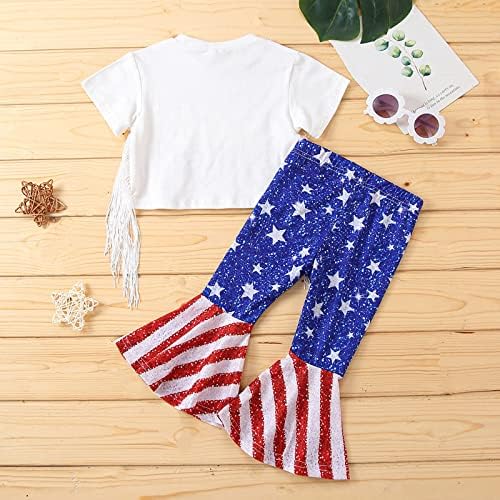 Crianças roupas de bebê bandeira americana sino de baixo flare calças de independência